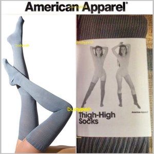American Apparel Grey Thigh High Socks Over Knee Classic Old School Vintage New